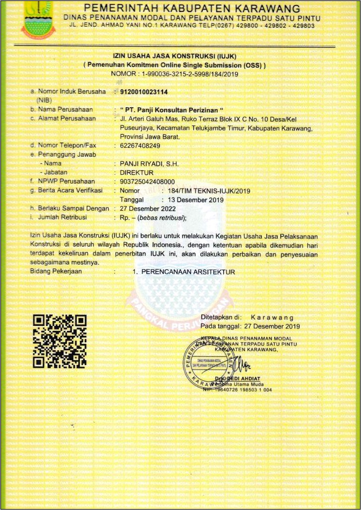 Contoh Surat Perinci Usaha