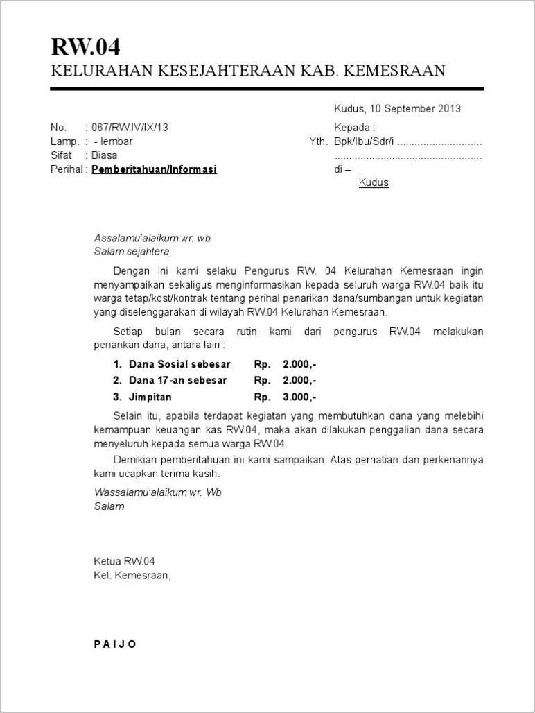 Contoh Surat Perizinan Kegiatan Sosialisasi