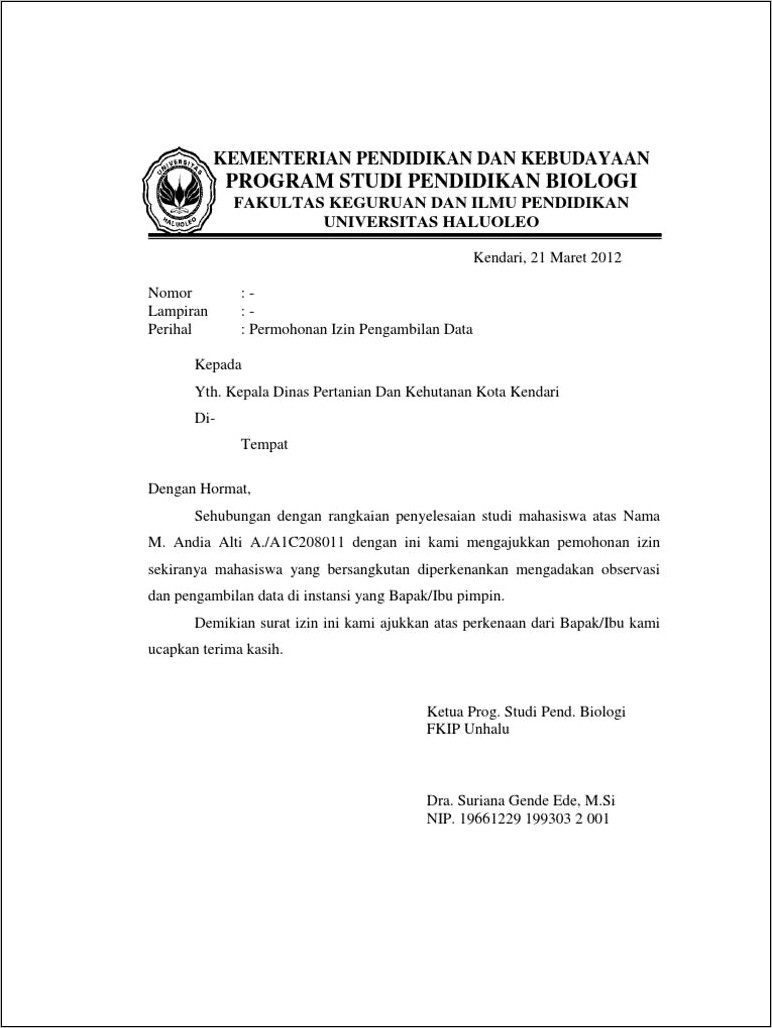 Contoh Surat Perizinan Observasi Ke Sd