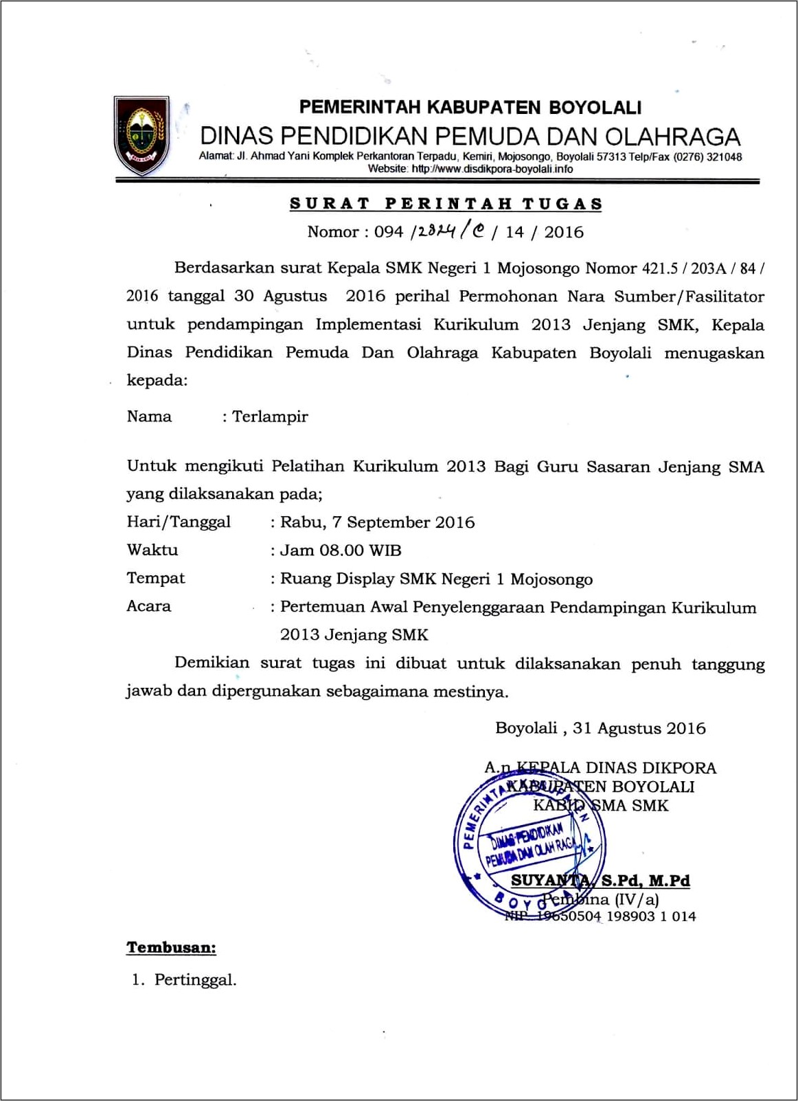 Contoh Surat Perjalanan Dinas Bahasa Inggris