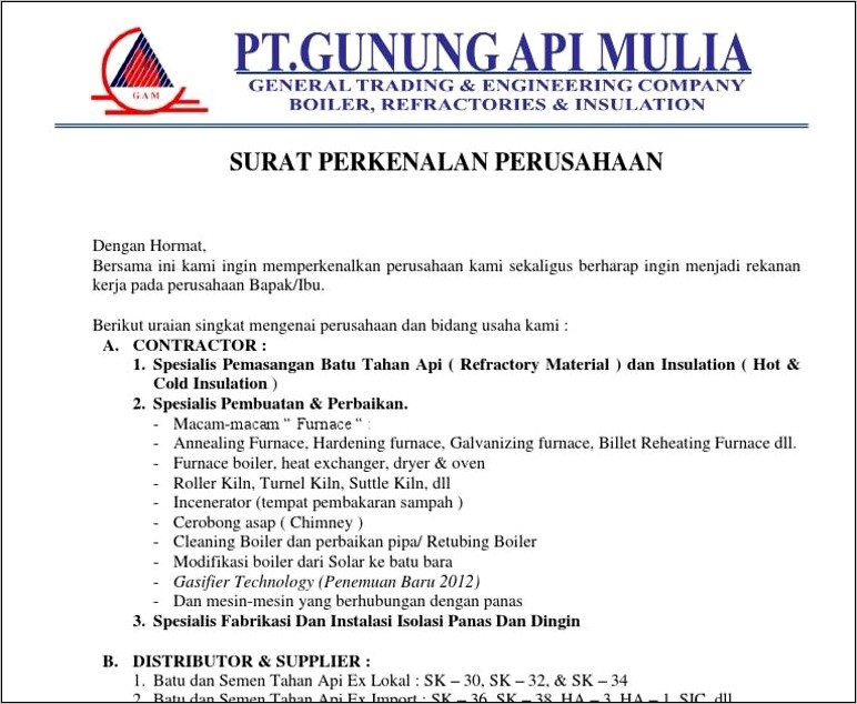 Contoh Surat Perkenalan Kerjasama Perusahaan