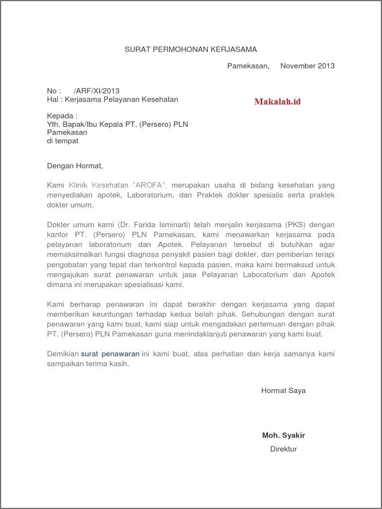 Contoh Surat Perkenalan Perusahaan Resmi