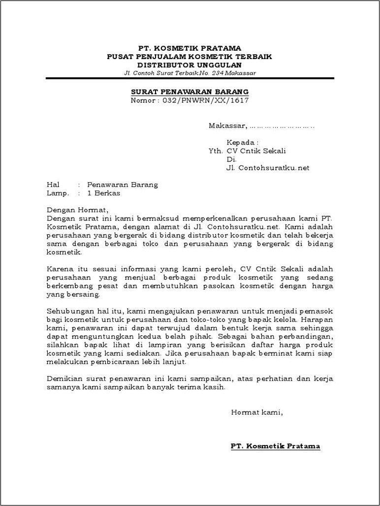 Contoh Surat Perkenalkan Perusahaan Security