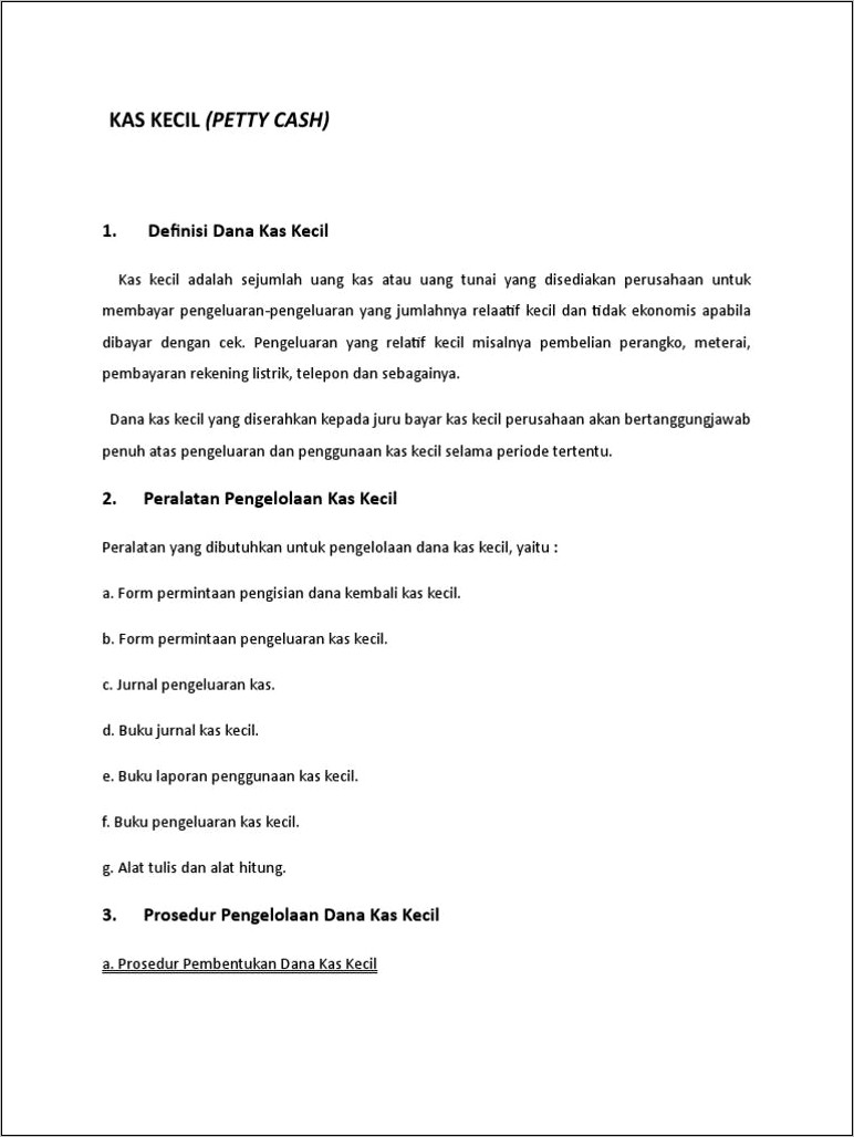 Contoh Surat Permintaan Petty Cash Ke Perusahaan