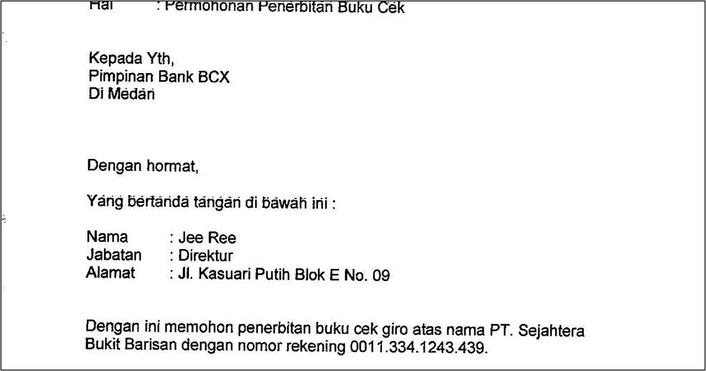 Contoh Surat Permohonan Atm Giro Perusahaan