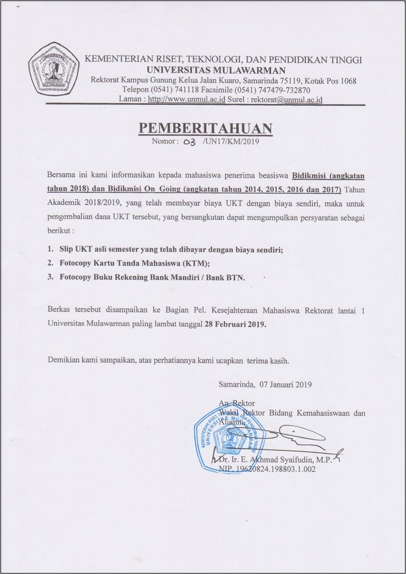 Contoh Surat Permohonan Pengembalian Uang Sekolah