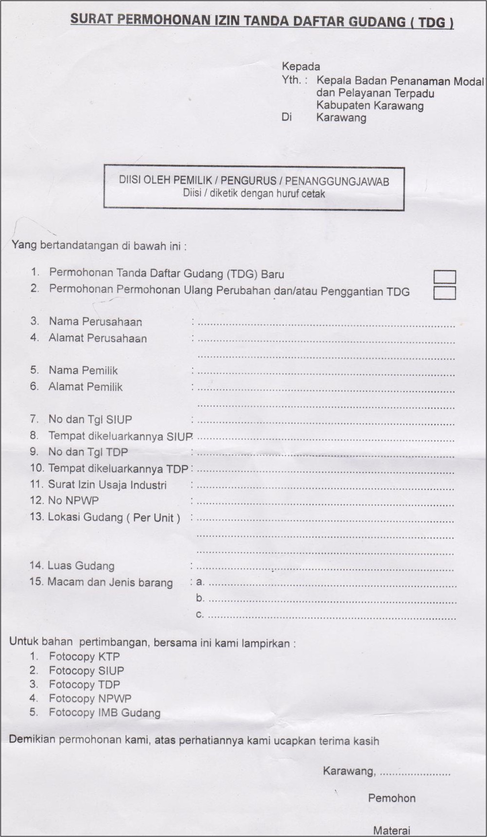 Contoh Surat Permohonan Penggantian Sertifikat