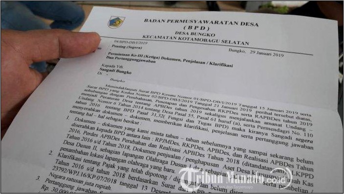 Contoh Surat Permohonan Penggunaan Tanah Kas Desa