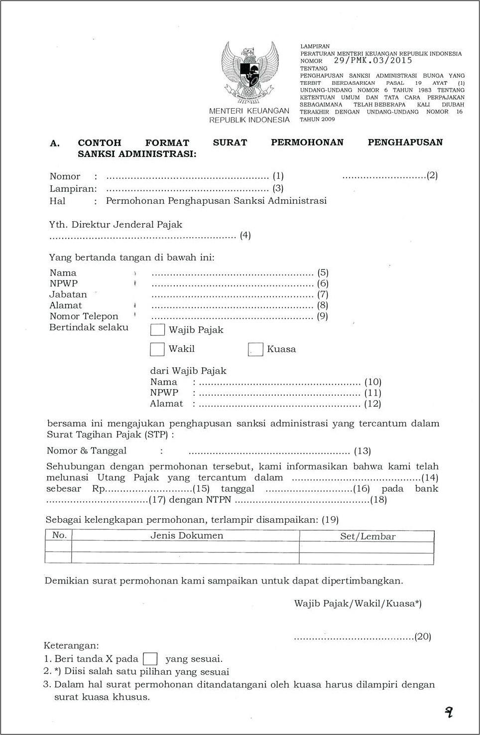 Contoh Surat Permohonan Penghapusan Aktiva