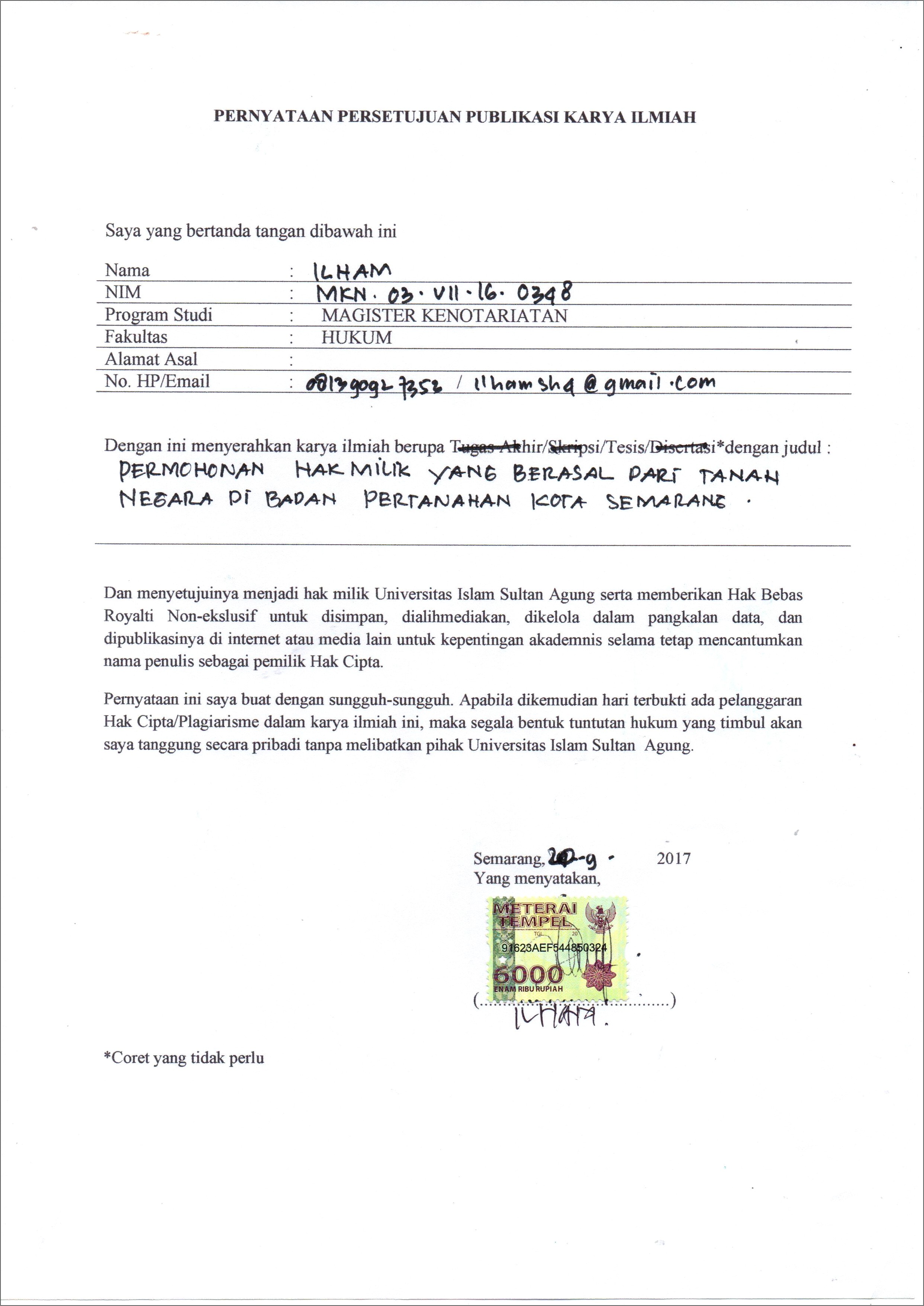 Contoh Surat Permohonan Pengsertifikatan Tanah Pemda