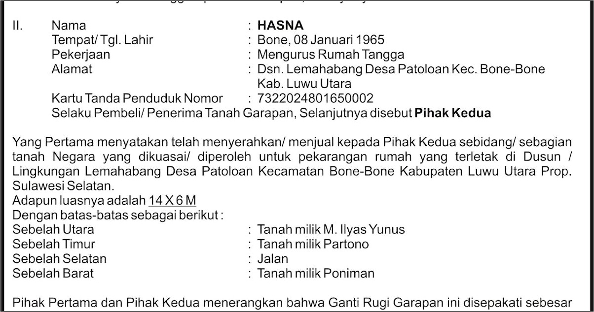 Contoh Surat Permohonan Peningkatan Hak Atas Tanah Garap