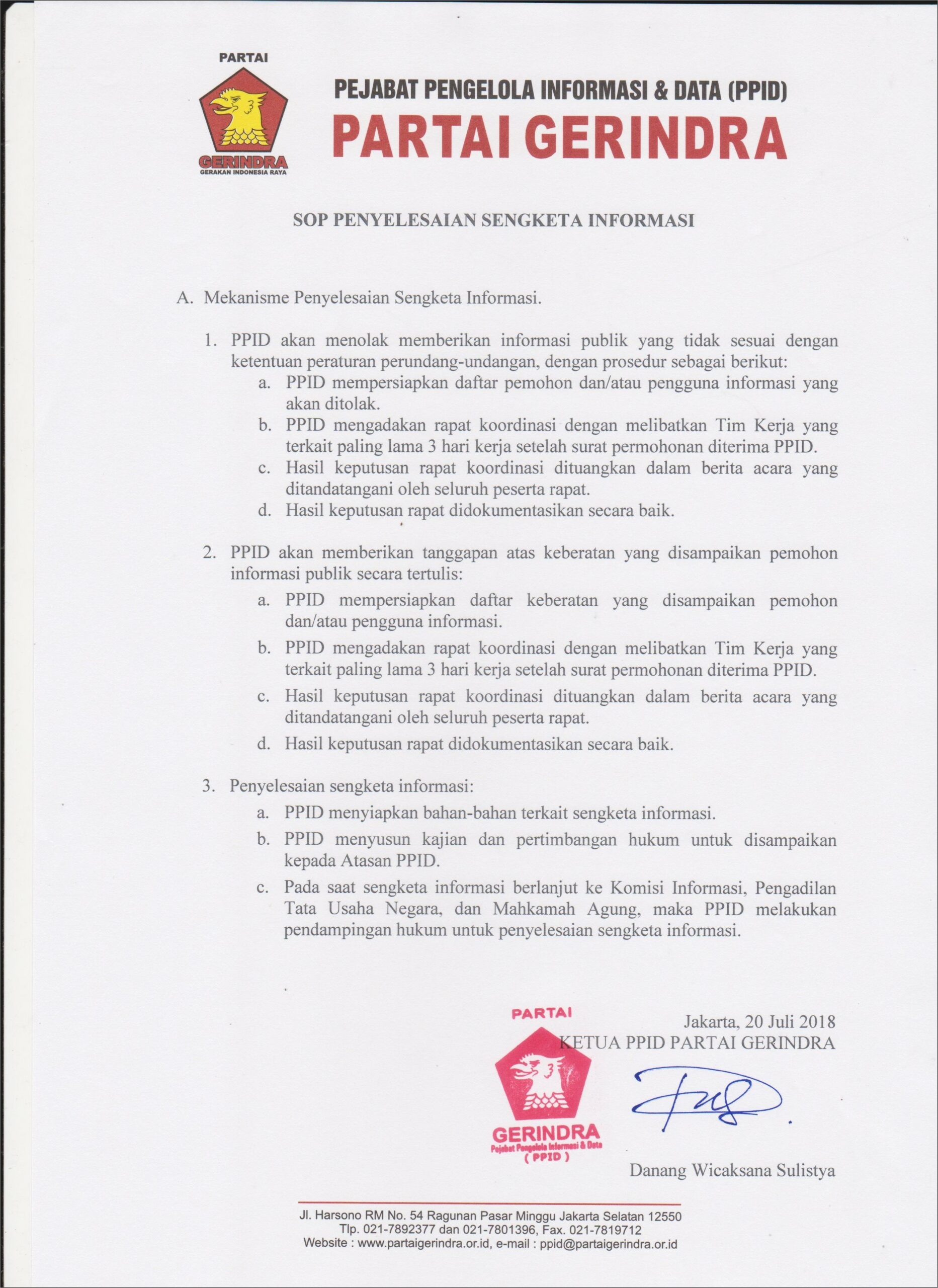 Contoh Surat Permohonan Penyelesaian Sengketa Informasi