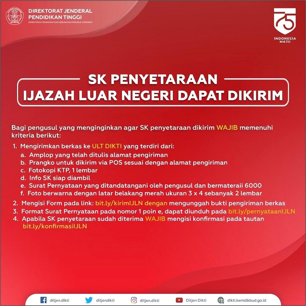 Contoh Surat Permohonan Penyetaraan Ijazah Luar Negeri