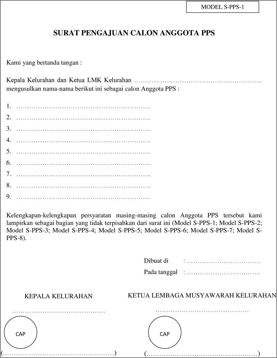 Contoh Surat Permohonan Pergantian Anggota Pps
