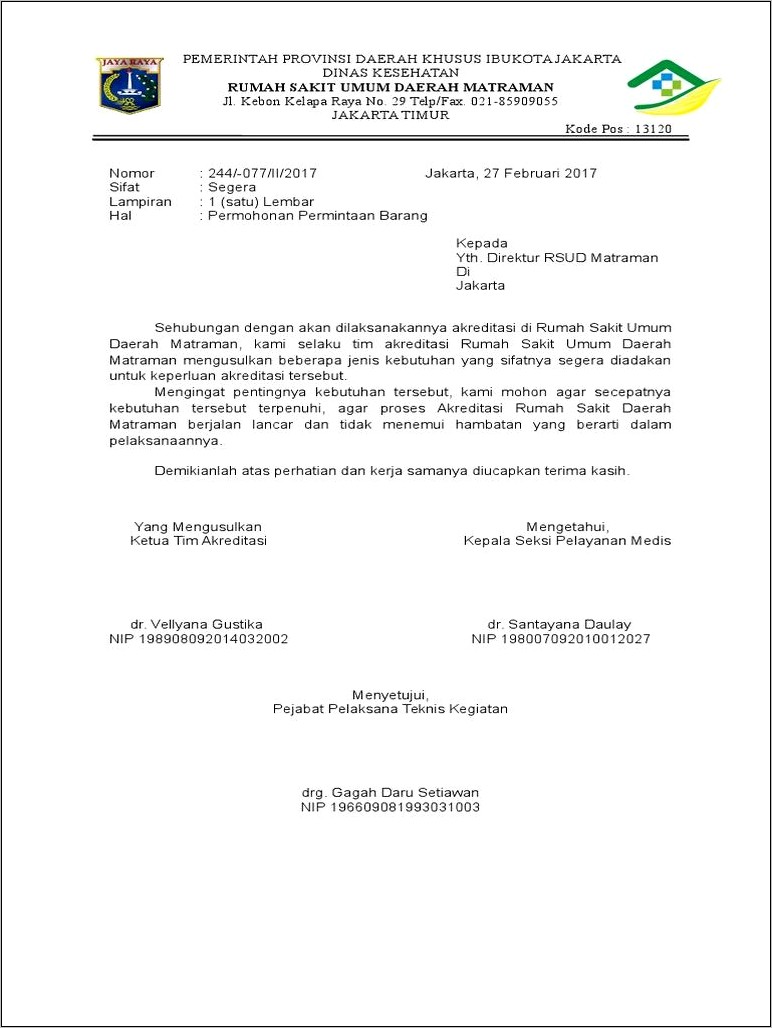 Contoh Surat Permohonan Permintaan Barang Via Online
