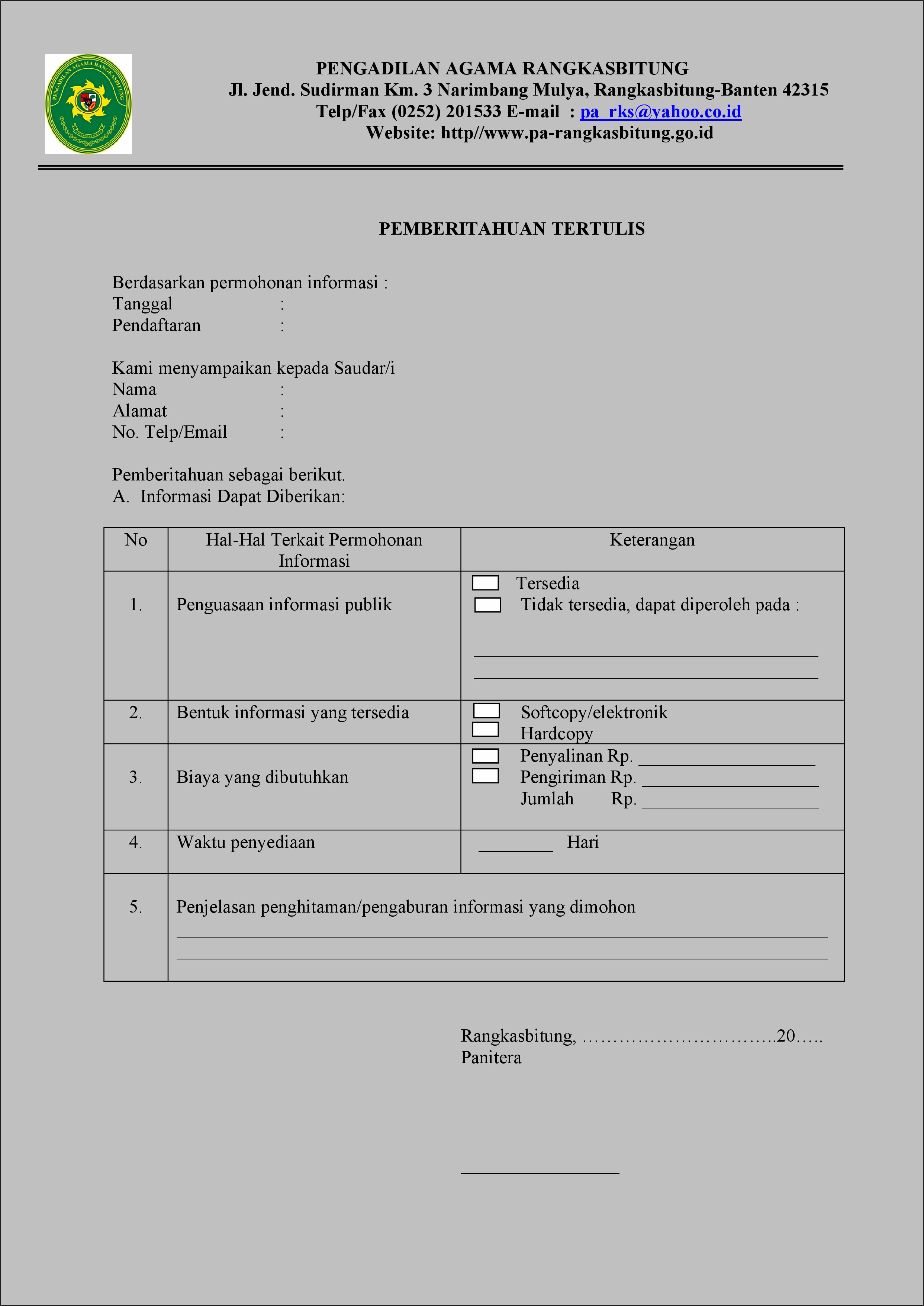 Contoh Surat Permohonan Permintaan Blanko