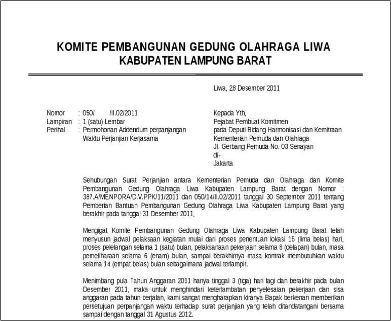 Contoh Surat Permohonan Perpanjangan Deadline