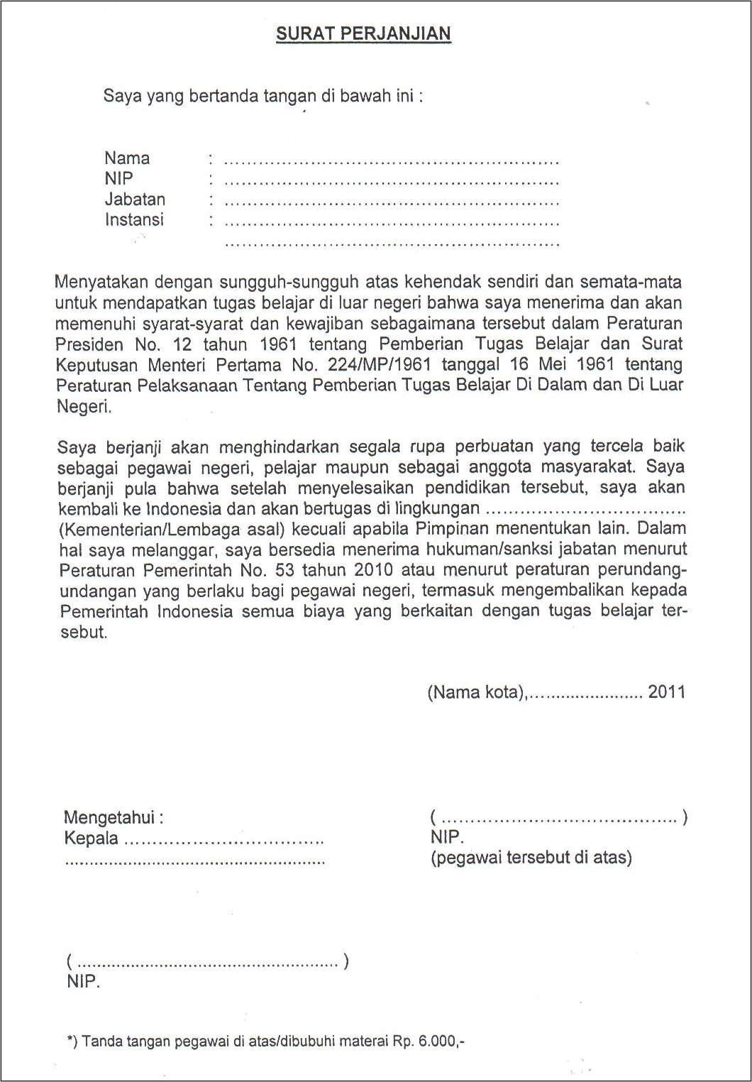 Contoh Surat Permohonan Perpanjangan Paspor Sebelum Waktunya