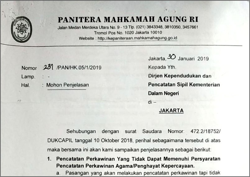 Contoh Surat Permohonan Perubahan Data Surat Nikah