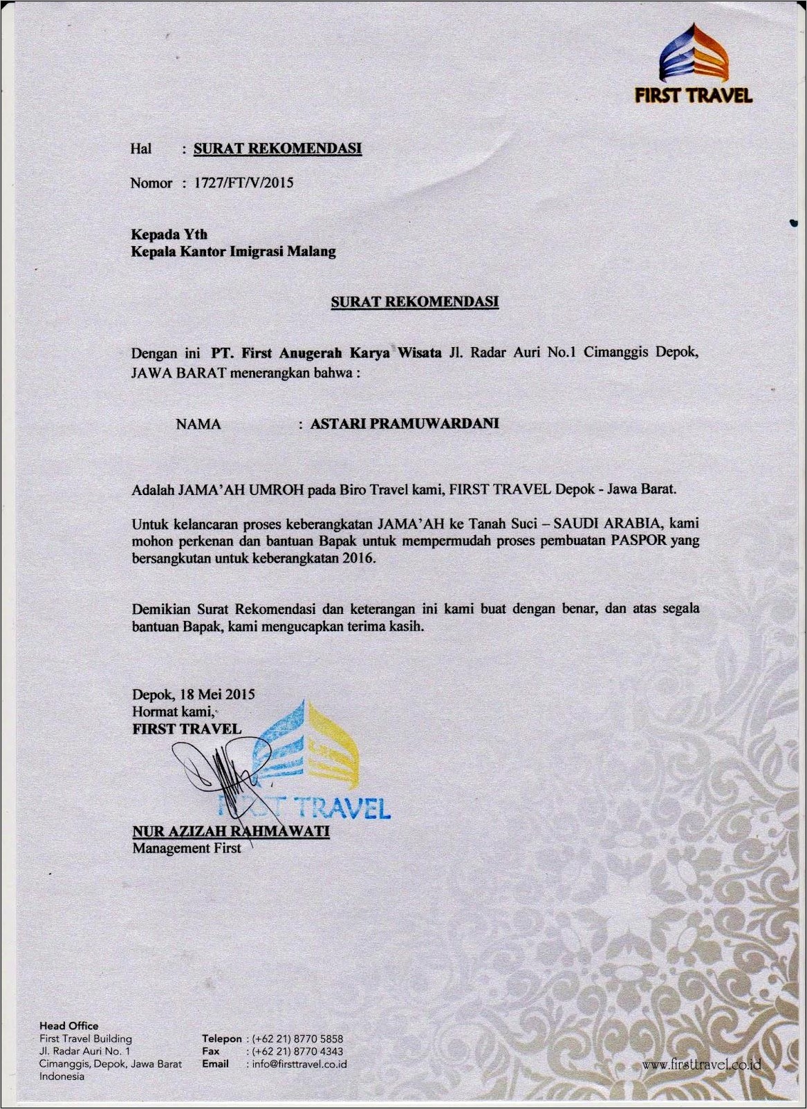 Contoh Surat Permohonan Perubahan Nama Dipaspor