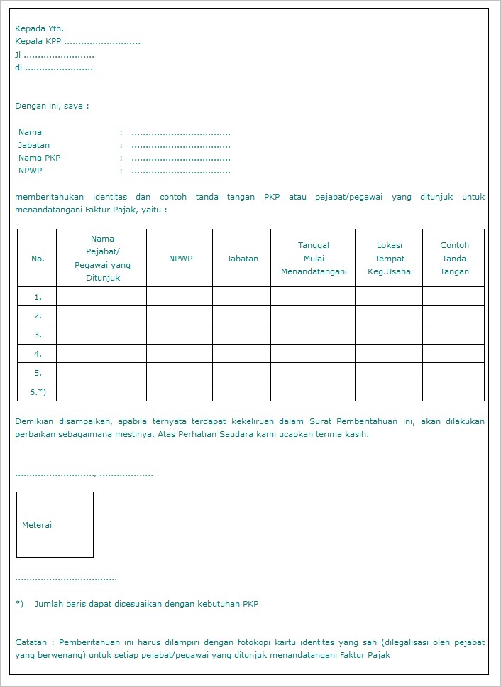 Contoh Surat Permohonan Perubahan Stempel Jari Dengan Tanda Tangan