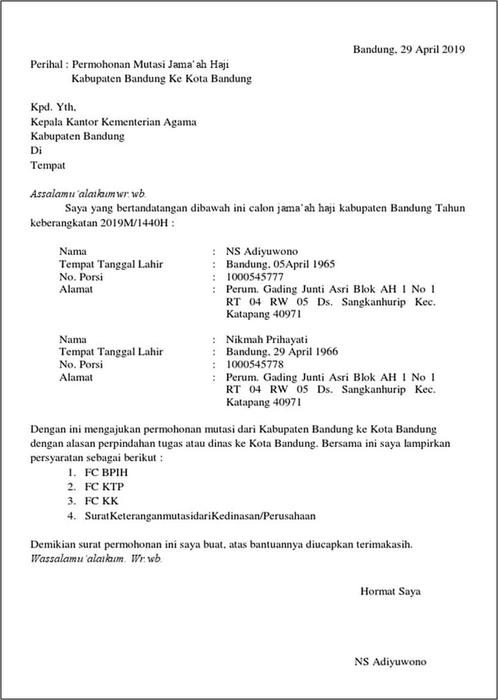 Contoh Surat Permohonan Perubahan Zona