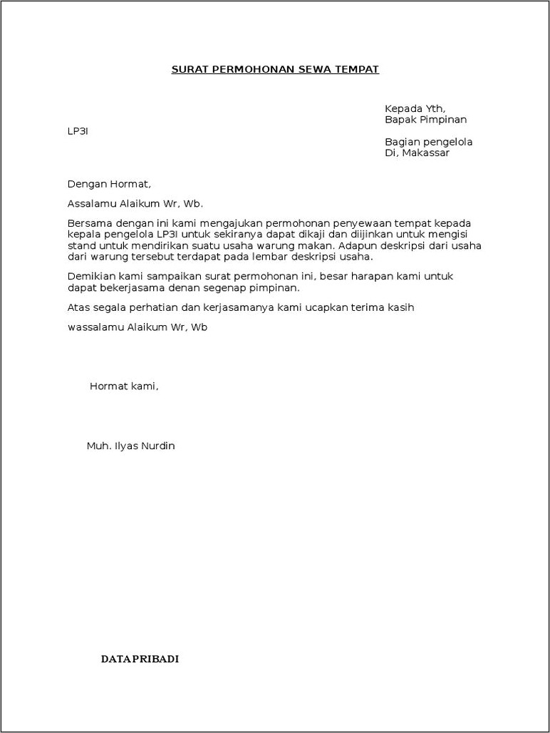 Contoh Surat Permohonan Peta Ricik Ke Bapenda