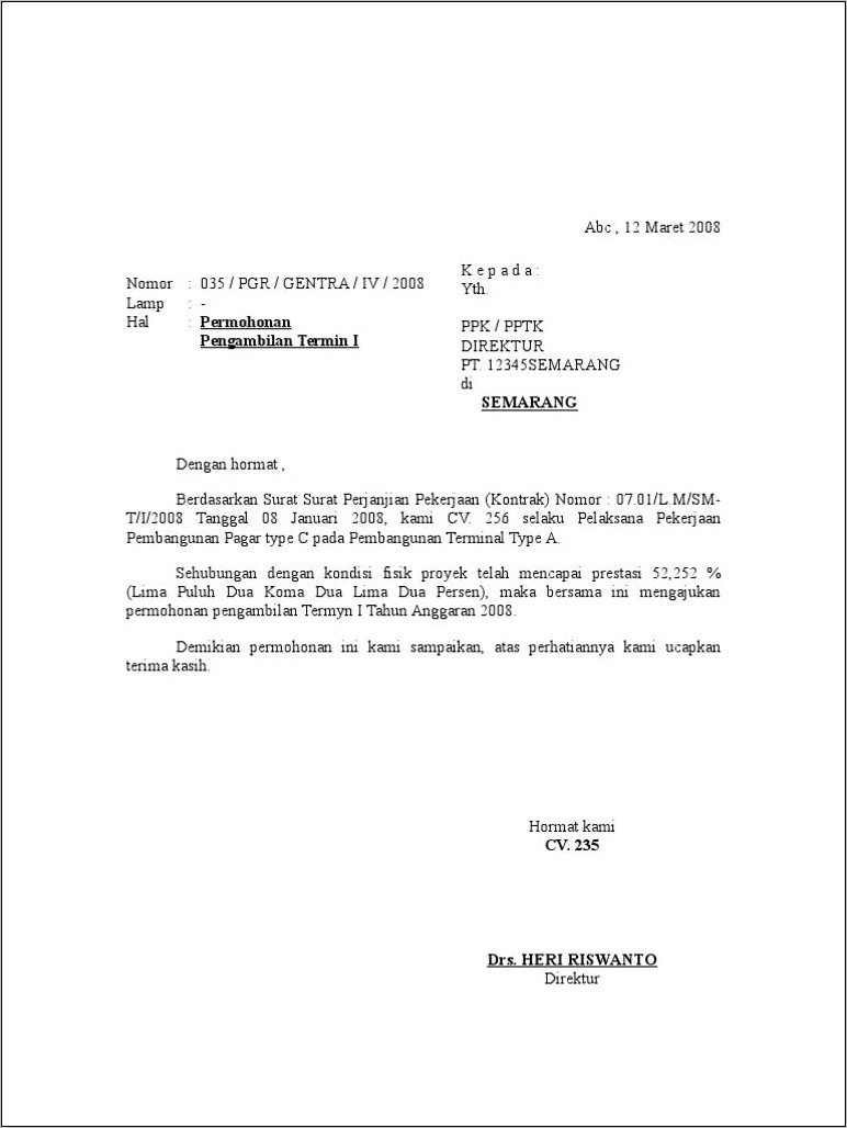 Contoh Surat Permohonan Pho Proyek Pagar Rri