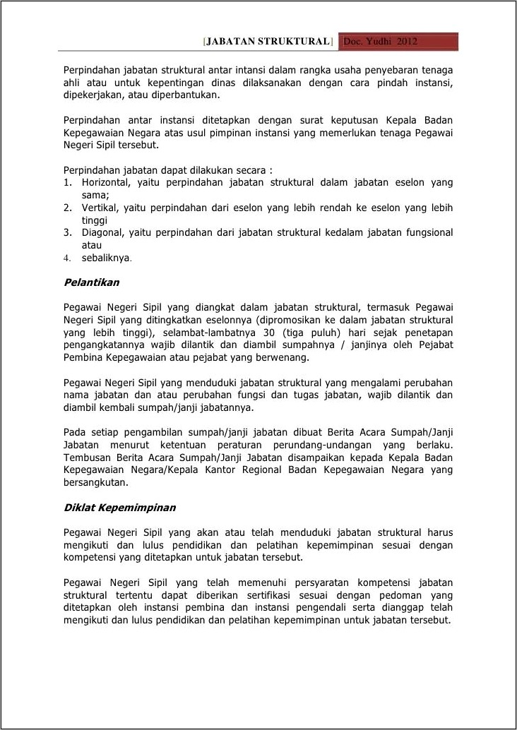 Contoh Surat Permohonan Pindah Jabatan Fungsional