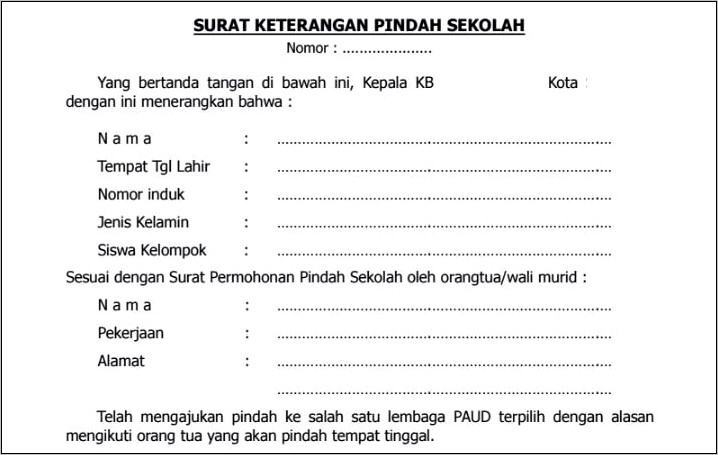 Contoh Surat Permohonan Pindah Sekolah Sd Ke Smp