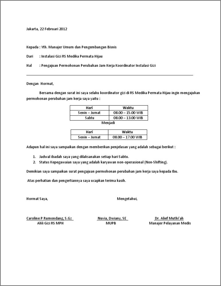 Contoh Surat Permohonan Pindah Tugas Perusahaan Suwasta