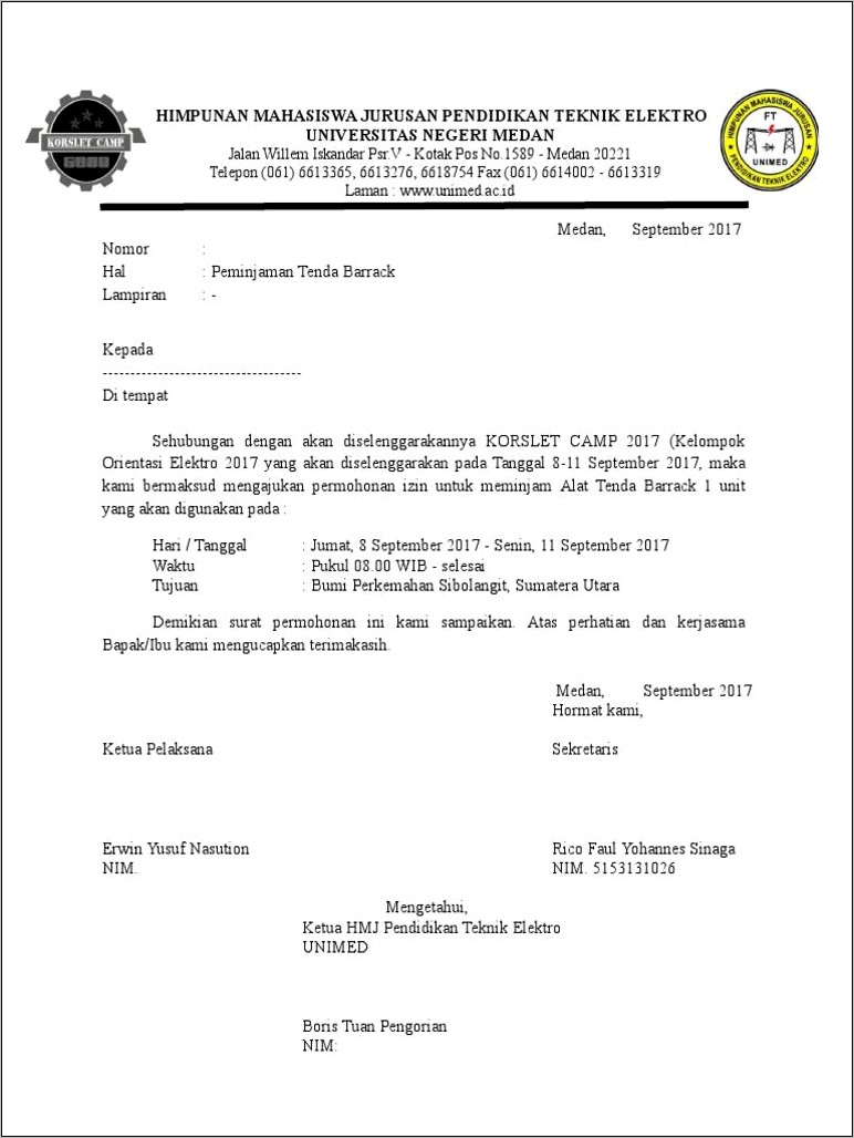 Contoh Surat Permohonan Pinjam Pakai Senjata Api Kemenkumham