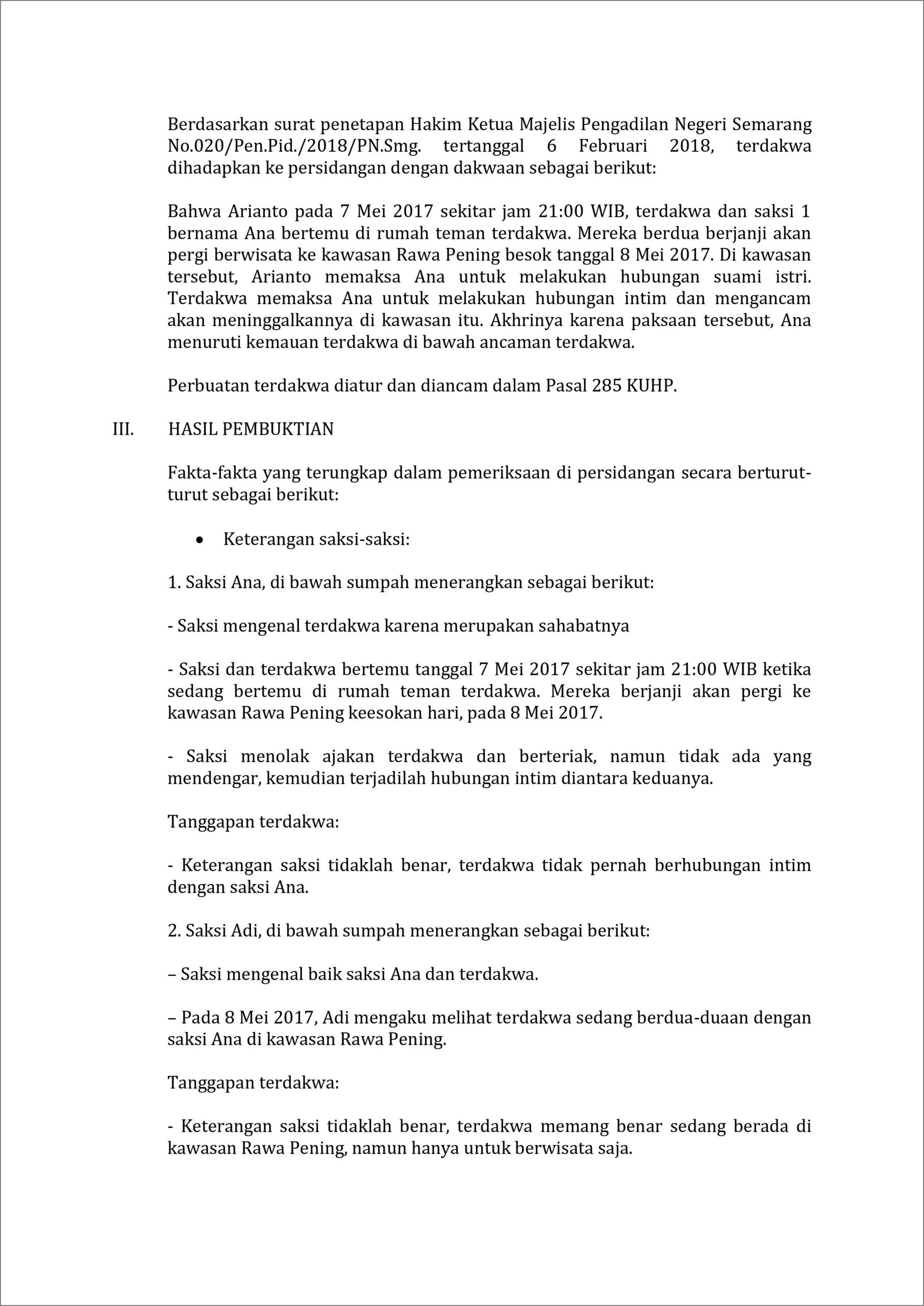Contoh Surat Permohonan Pledoi