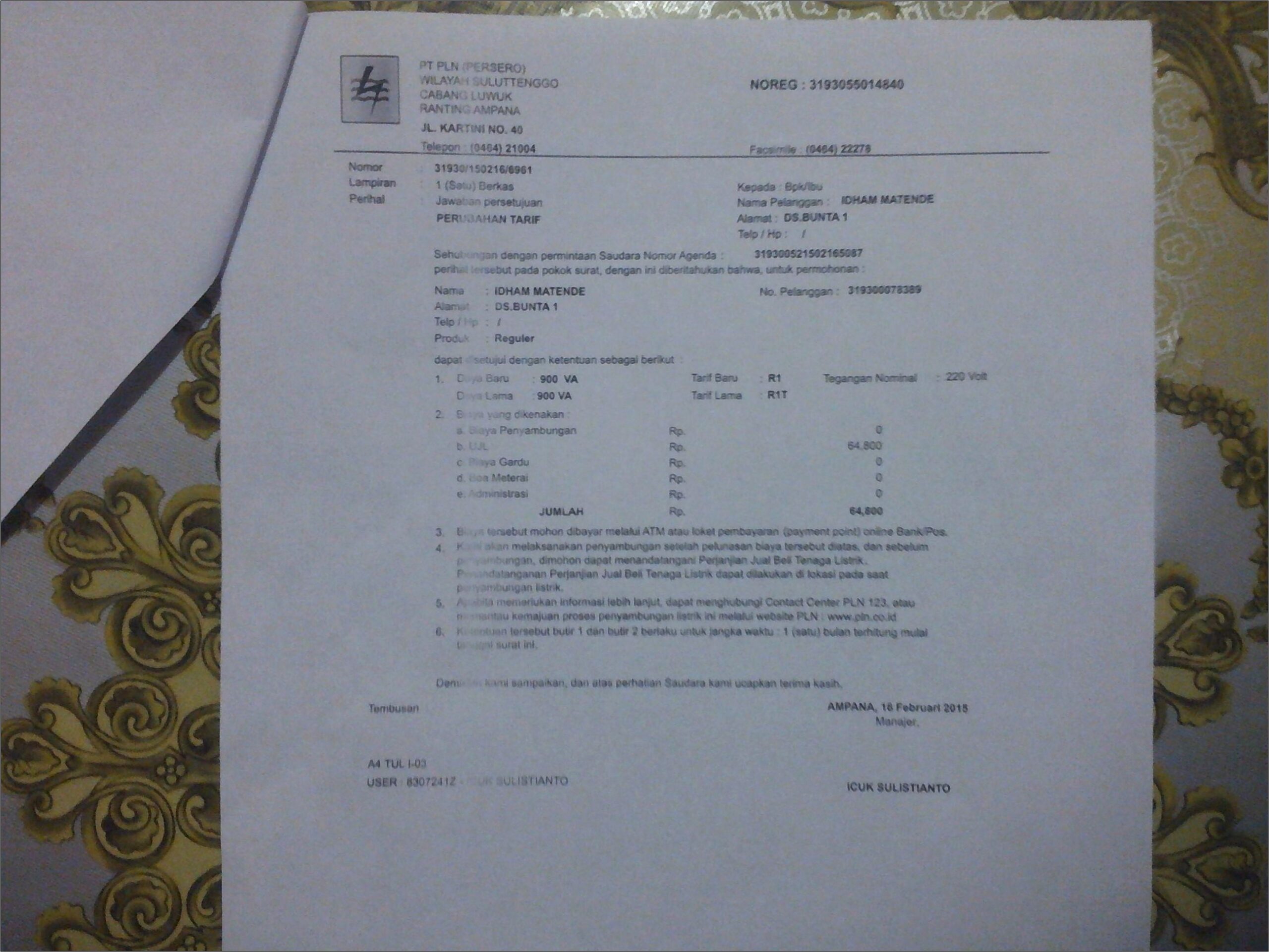 Contoh Surat Permohonan Pln Perubahan Daya