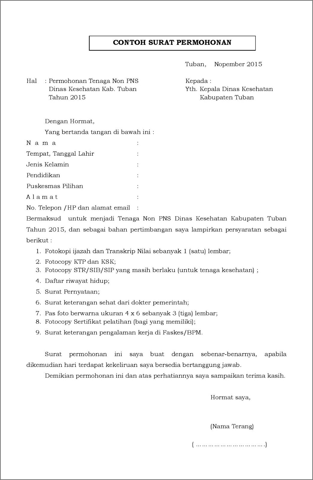 Contoh Surat Permohonan Pogin