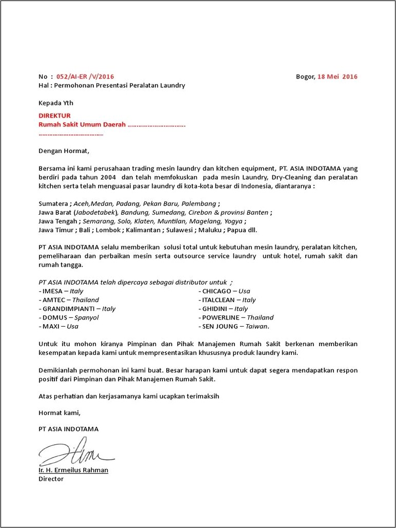 Contoh Surat Permohonan Presentasi Ke Rumah Sakit