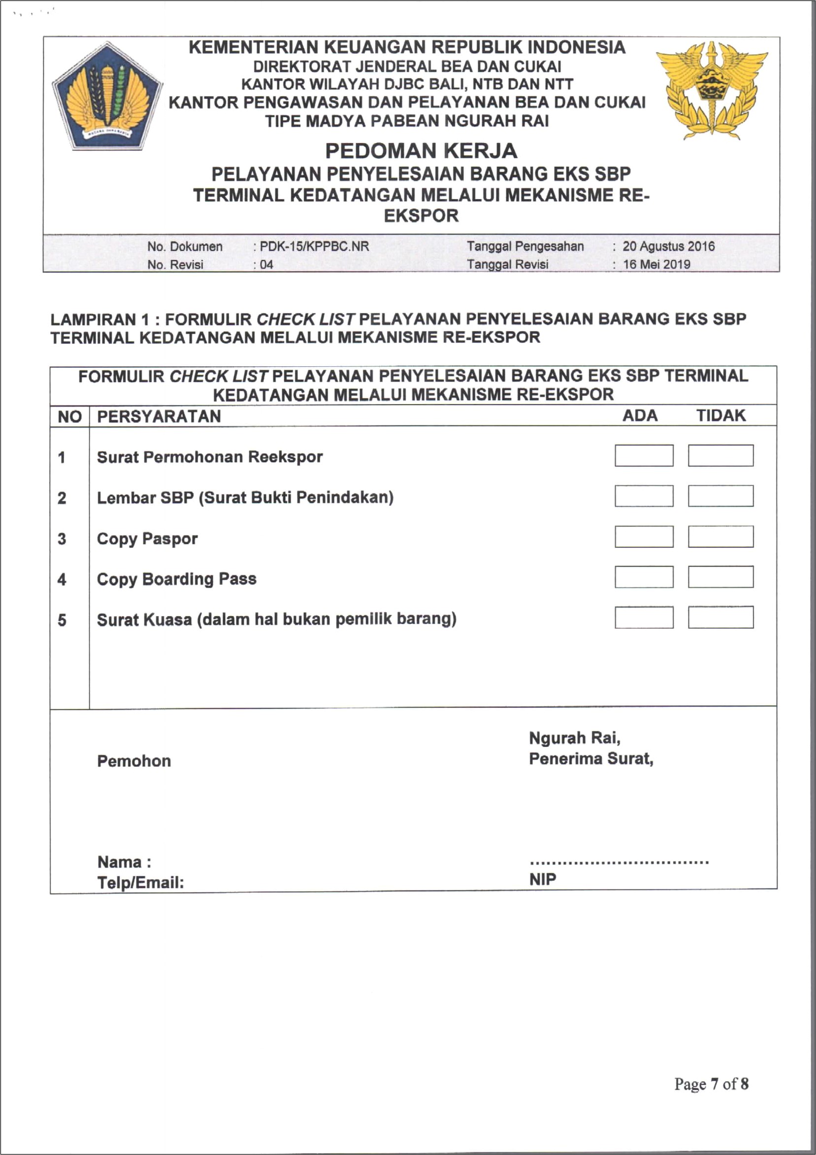 Contoh Surat Permohonan Reekspor