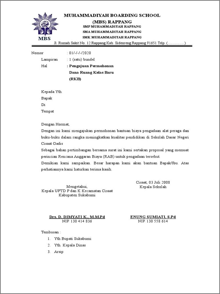 Contoh Surat Permohonan Rehab Gedung Sekolah