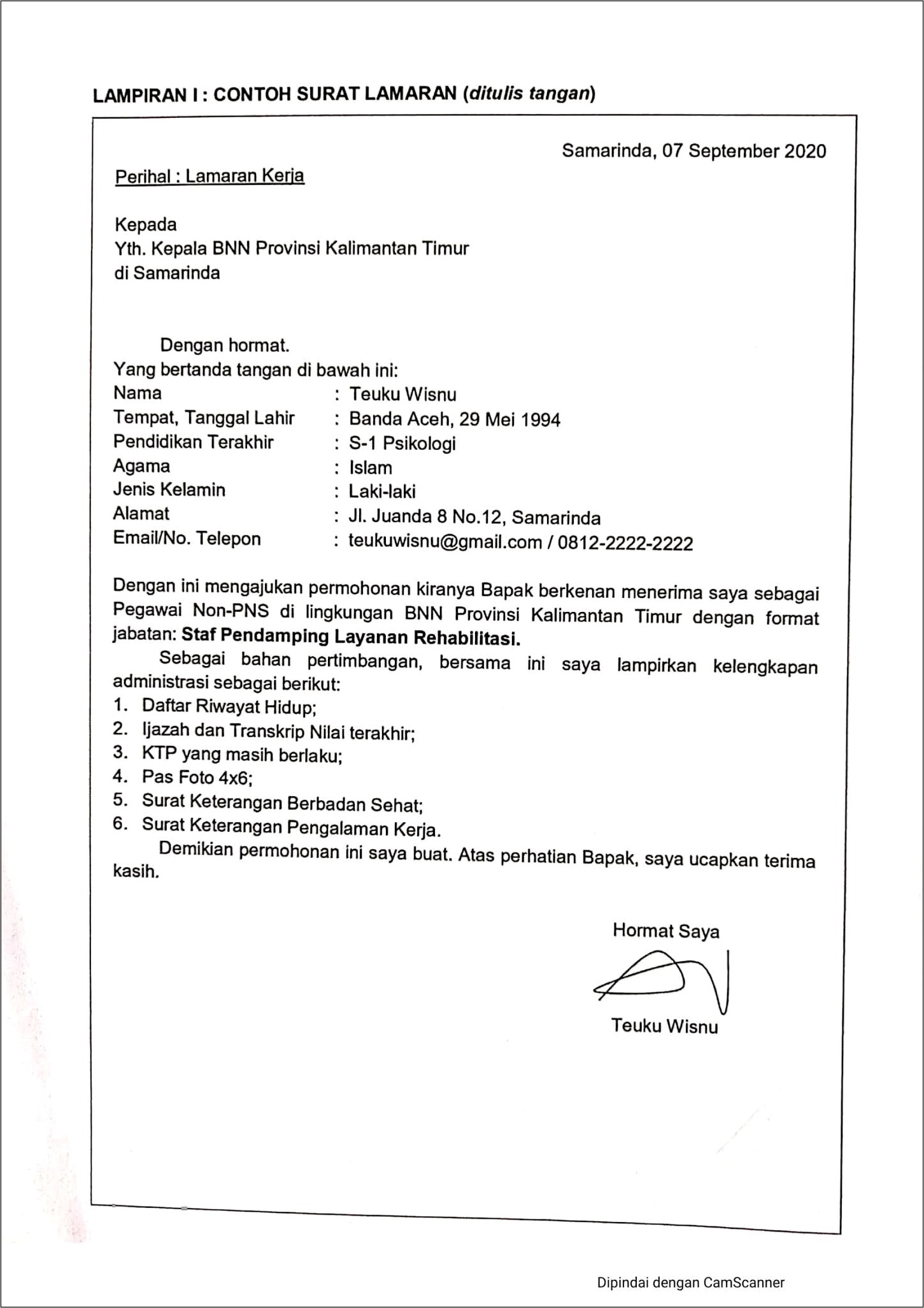 Contoh Surat Permohonan Rehabilitasi Narkoba Kepada Bnn