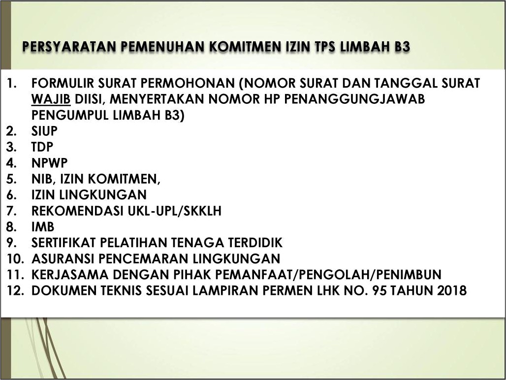 Contoh Surat Permohonan Rekomendasi B3