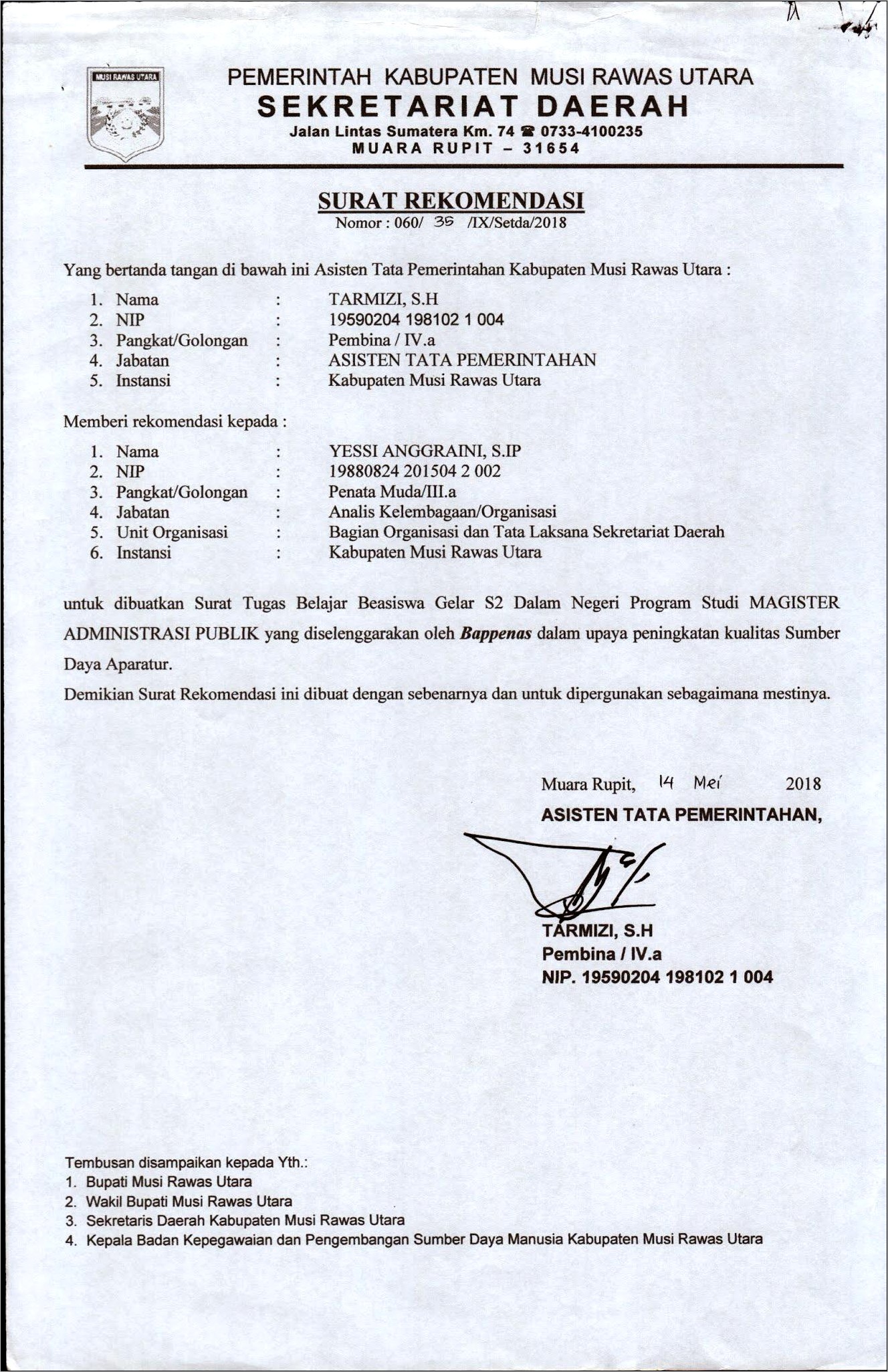 Contoh Surat Permohonan Rekomendasi Dosen