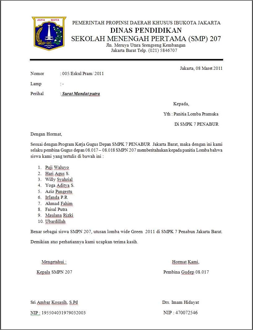 Contoh Surat Permohonan Rekomendasi Kongres