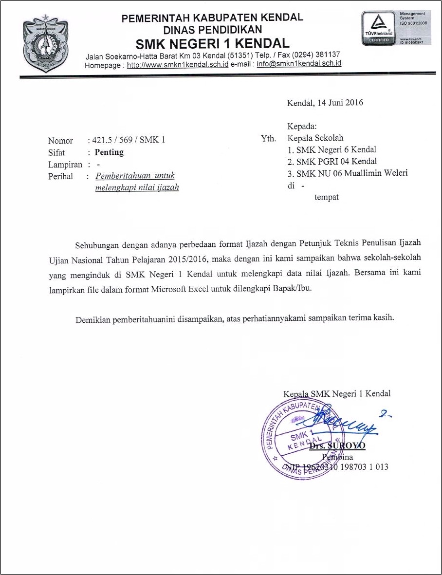 Contoh Surat Permohonan Resmi Numpang Unbk