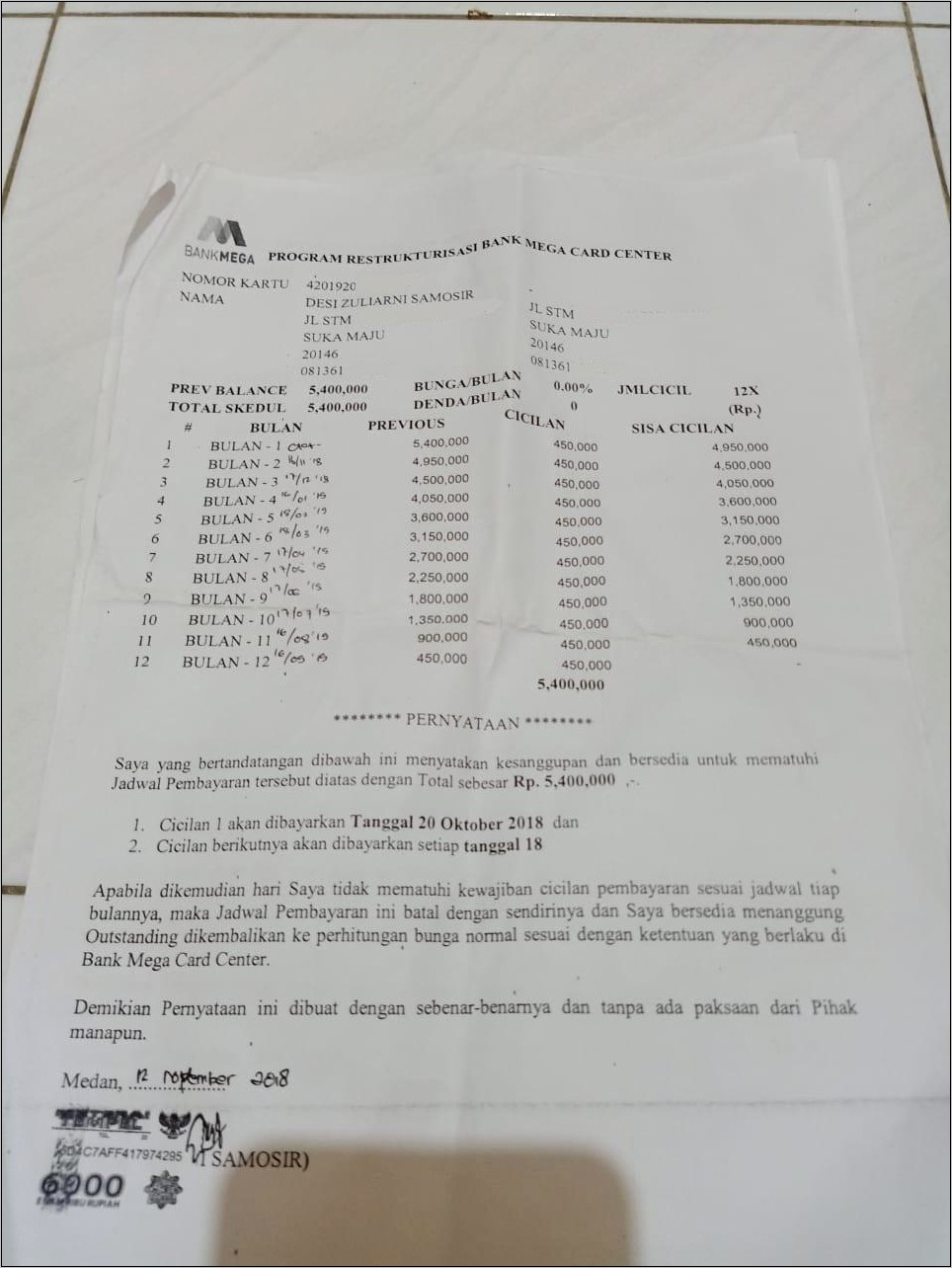 Contoh Surat Permohonan Restruktur Hutang