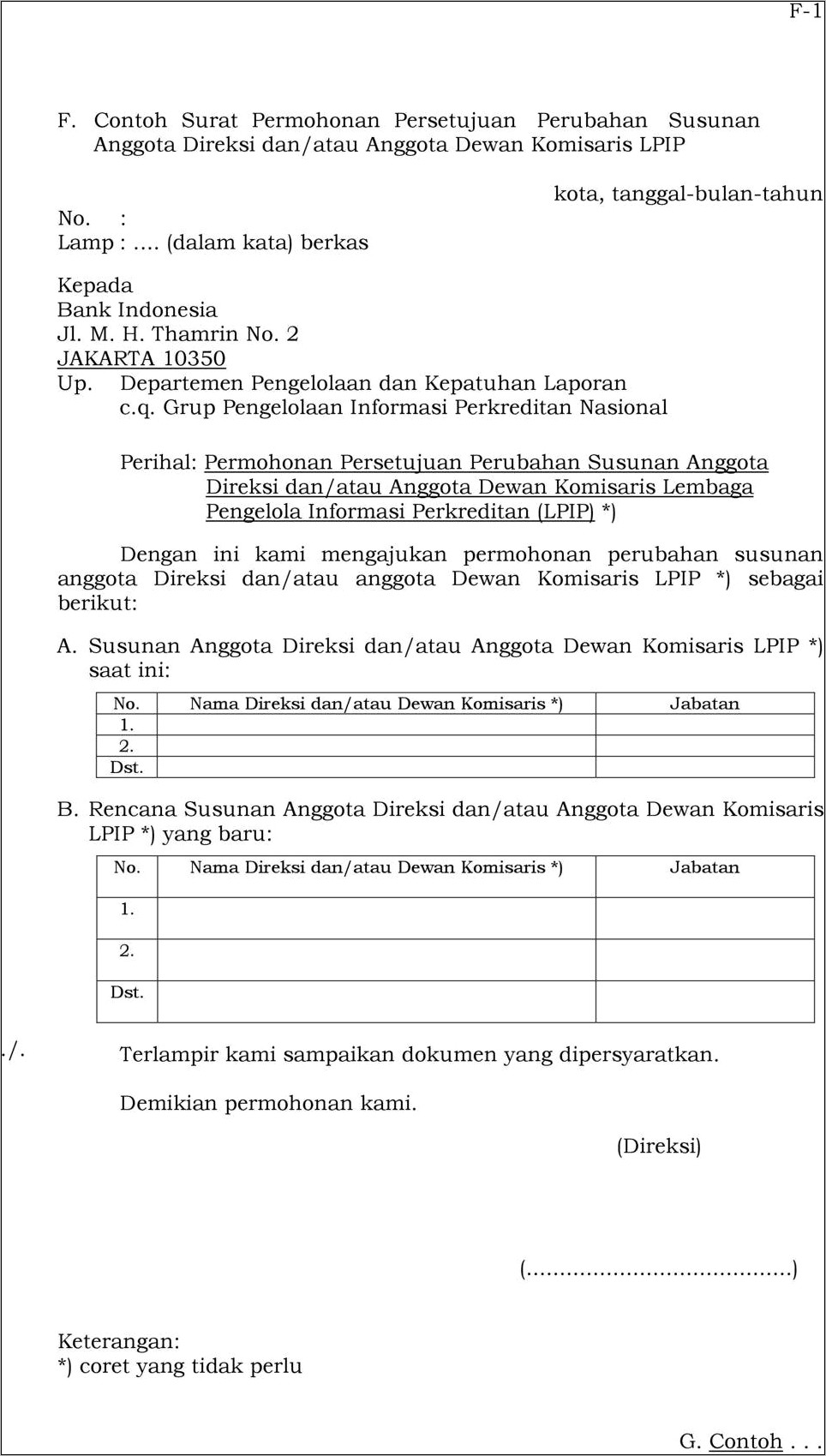 Contoh Surat Permohonan Sebagai Pemegang Saham