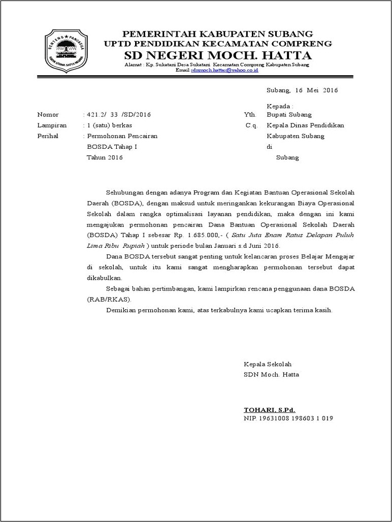 Contoh Surat Permohonan Sekolah Ke Atasan