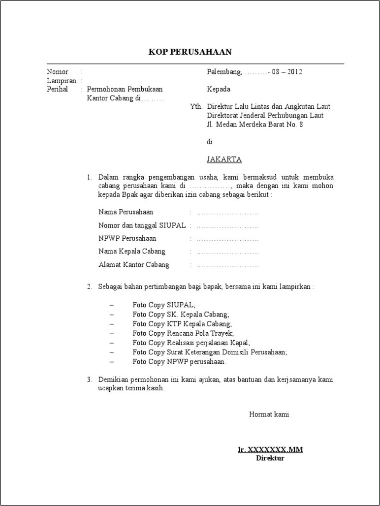 Contoh Surat Permohonan Sharing Koperasi