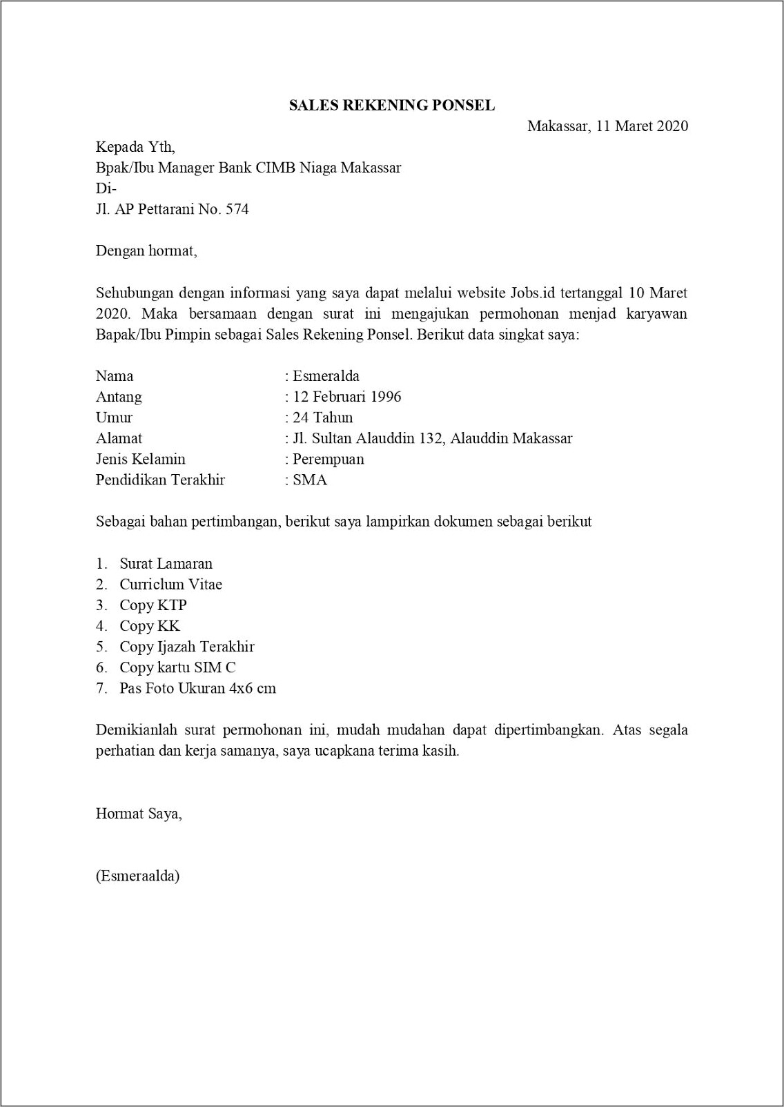 Contoh Surat Permohonan Sim Kolektif