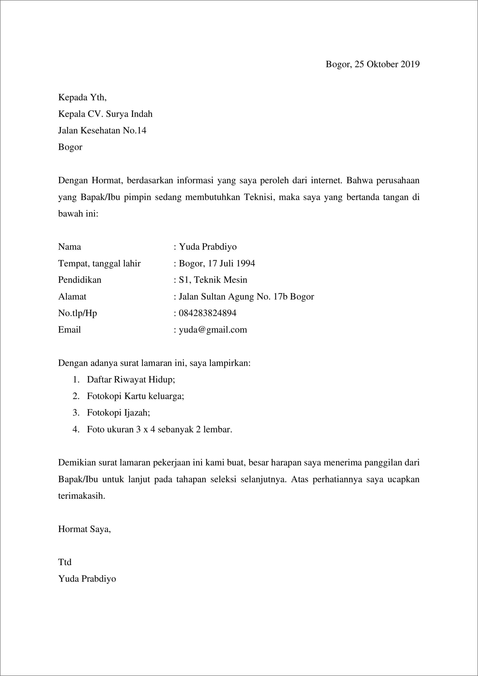 Contoh Surat Permohonan Simple Yang Benar