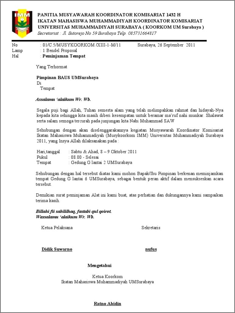 Contoh Surat Permohonan Sk Pelantikan Imm